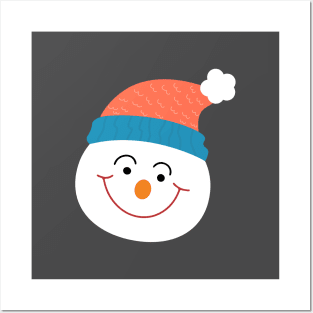 Cute Snowman Face Posters and Art